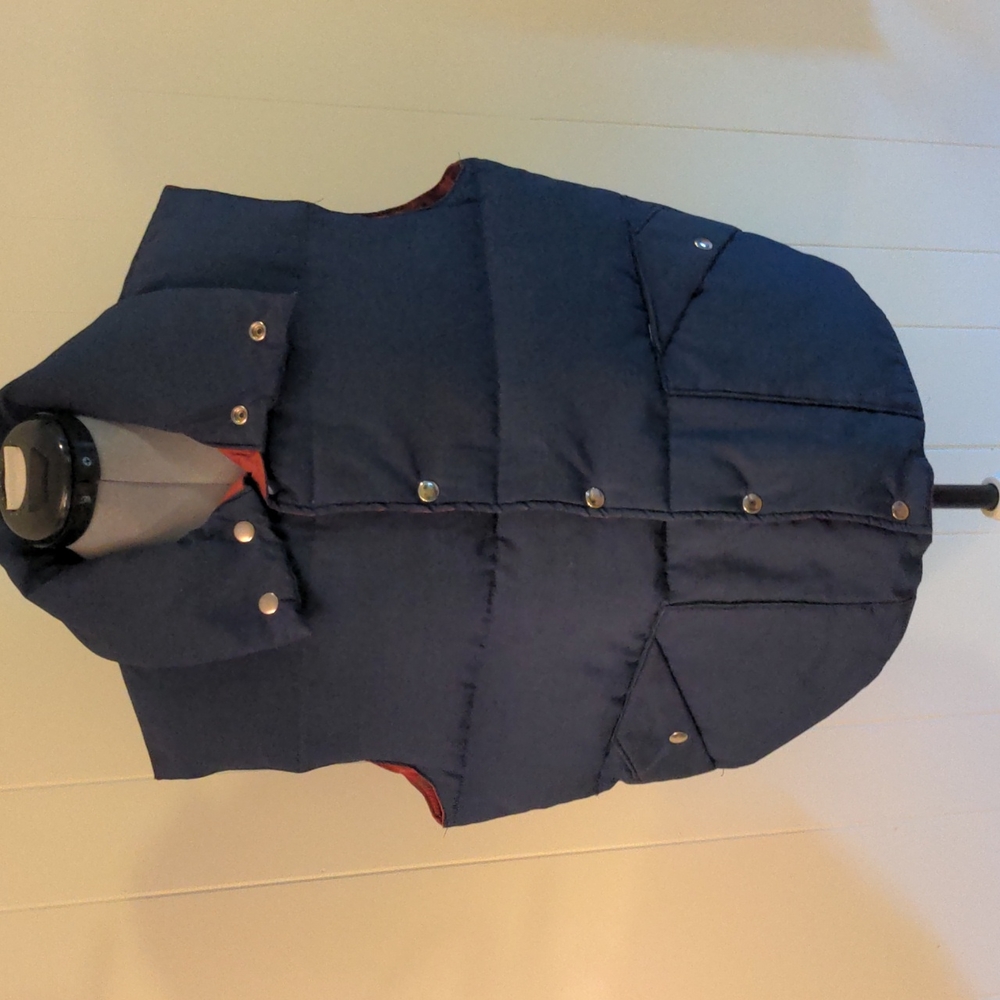 Vintage Down Wind Puffer Vest - men's L - Navy Blue - 80% down 20% feather